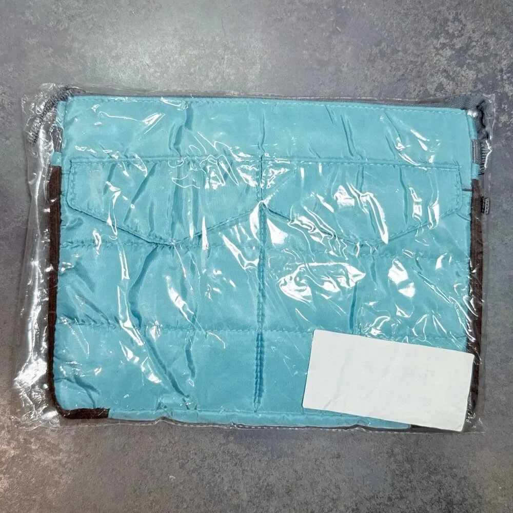 Dahlia 10-Inch Tablet Case | Aqua Blue Quilted iPad Wristlet Organizer | NWT